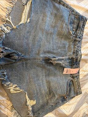 wild fable High-Rise Distressed Denim Shorts - Light Blue